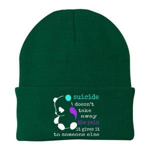 Suicide Pain Semicolon Gift Suicide Prevention Awareness Knit Cap Winter Beanie