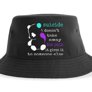 Suicide Pain Semicolon Gift Suicide Prevention Awareness Sustainable Bucket Hat