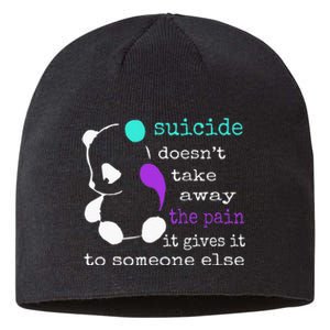 Suicide Pain Semicolon Gift Suicide Prevention Awareness Sustainable Beanie