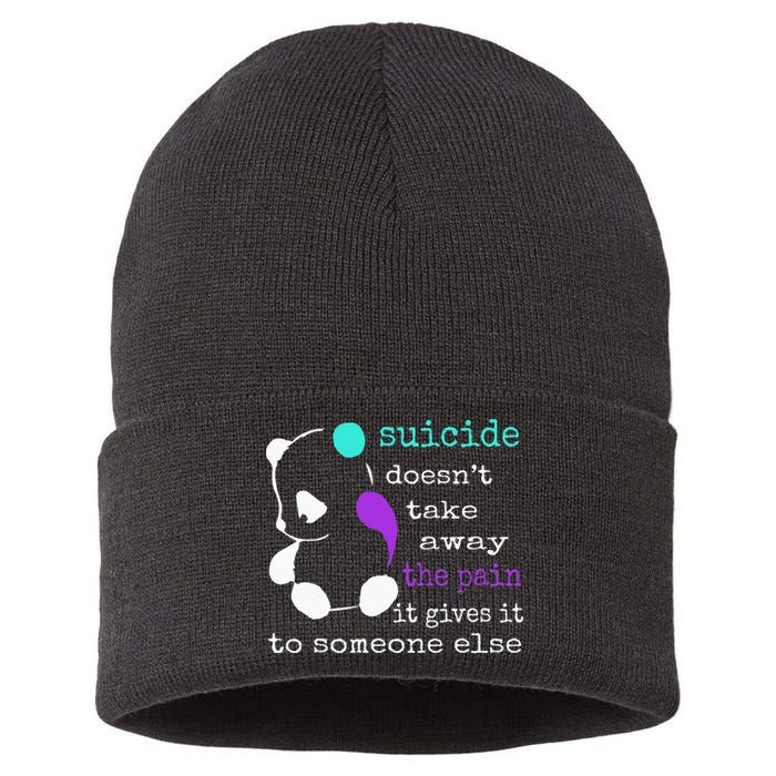 Suicide Pain Semicolon Gift Suicide Prevention Awareness Sustainable Knit Beanie