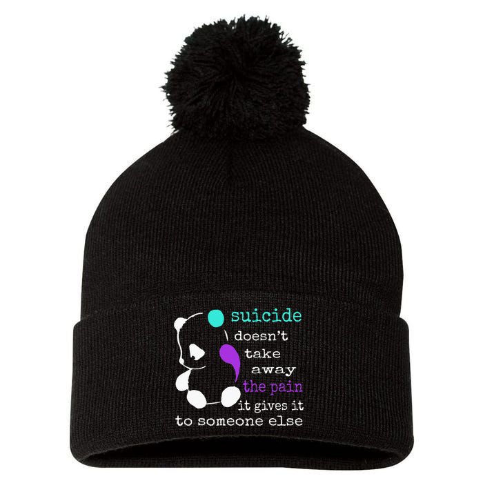 Suicide Pain Semicolon Gift Suicide Prevention Awareness Pom Pom 12in Knit Beanie