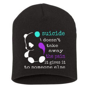 Suicide Pain Semicolon Gift Suicide Prevention Awareness Short Acrylic Beanie