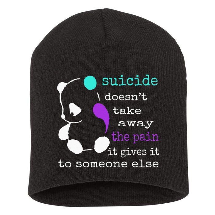 Suicide Pain Semicolon Gift Suicide Prevention Awareness Short Acrylic Beanie