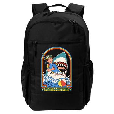 Stay Positive Shark Attack Funny Vintage Retro Comedy Gift Backpack