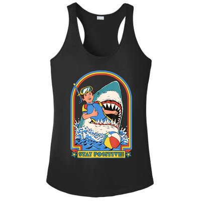 Stay Positive Shark Attack Funny Vintage Retro Comedy Gift Ladies PosiCharge Competitor Racerback Tank