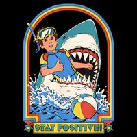Stay Positive Shark Attack Funny Vintage Retro Comedy Gift Womens Tank Top