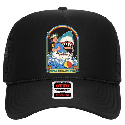 Stay Positive Shark Attack Funny Vintage Retro Comedy Gift Trucker Hat