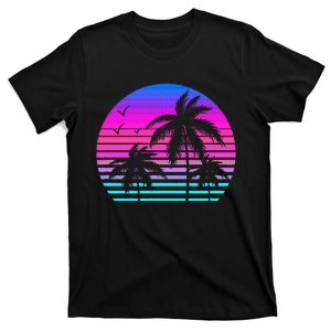 Sunset Palm Tree Cool Summer Vacation Style Vaporwave T-Shirt