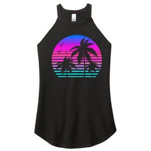 Sunset Palm Tree Cool Summer Vacation Style Vaporwave Women's Perfect Tri Rocker Tank