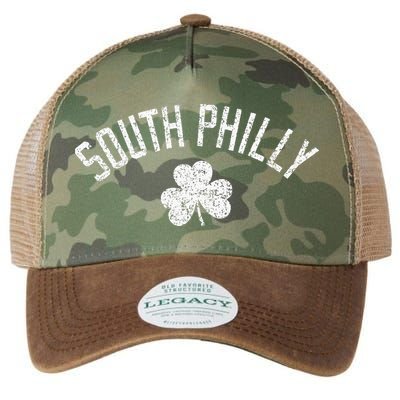 South Philly Text Irish Shamrock Distressed White Print Legacy Tie Dye Trucker Hat