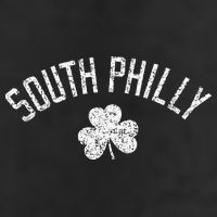 South Philly Text Irish Shamrock Distressed White Print 7 Panel Mesh Trucker Snapback Hat