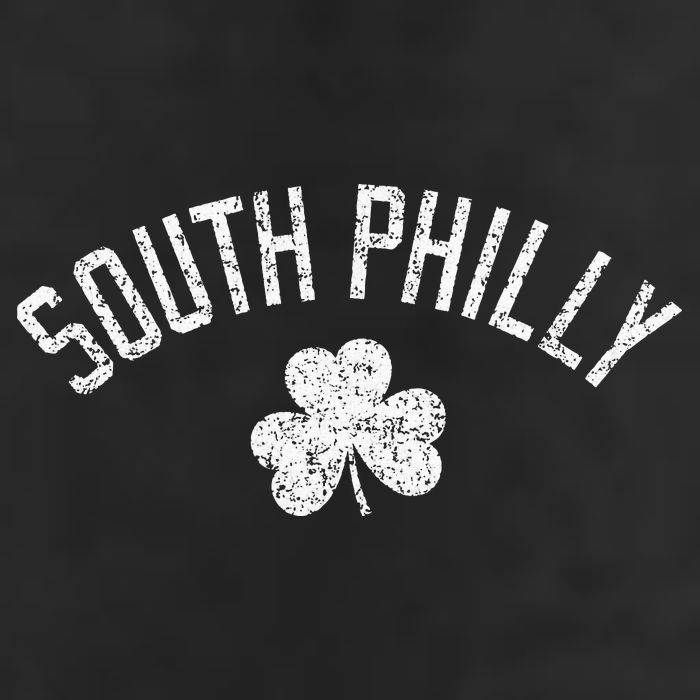South Philly Text Irish Shamrock Distressed White Print 7 Panel Mesh Trucker Snapback Hat