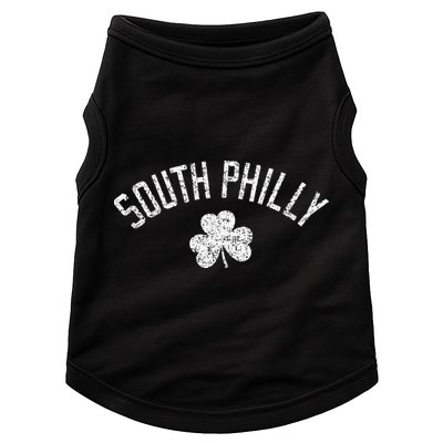 South Philly Text Irish Shamrock Distressed White Print Doggie Tank