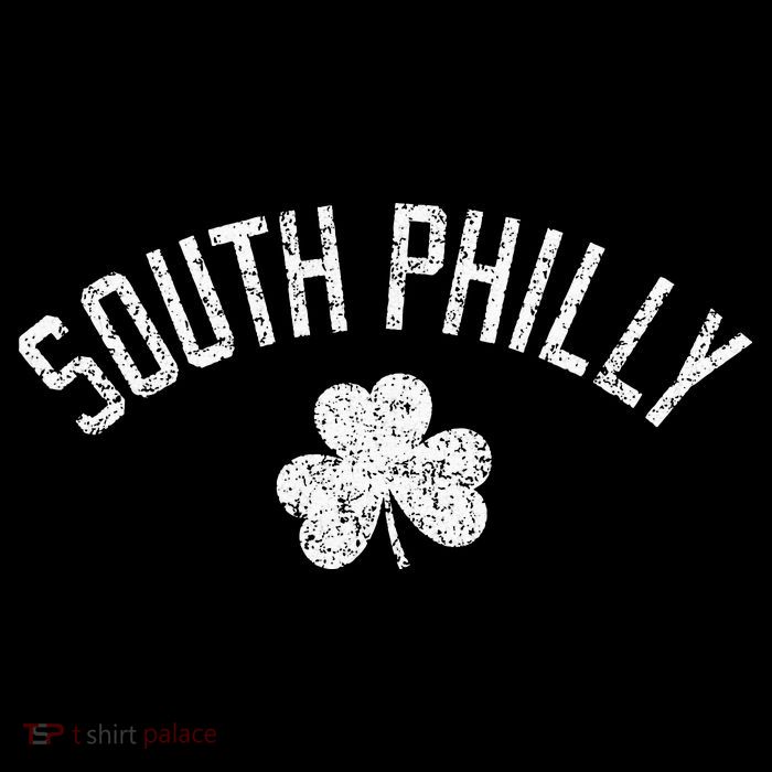 South Philly Text Irish Shamrock Distressed White Print Performance Shirt