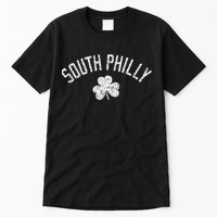 South Philly Text Irish Shamrock Distressed White Print Tall T-Shirt