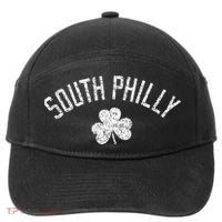 South Philly Text Irish Shamrock Distressed White Print 7-Panel Snapback Hat