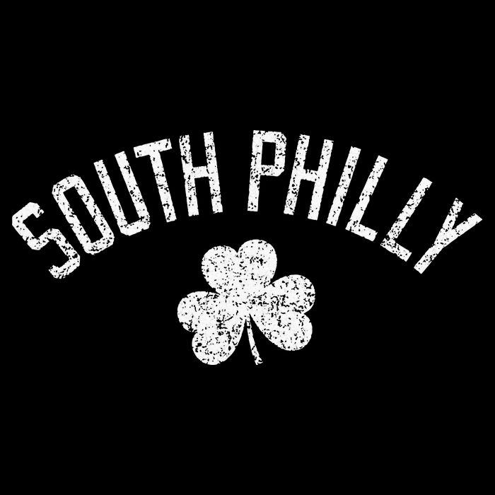 South Philly Text Irish Shamrock Distressed White Print Drawstring Bag