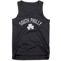 South Philly Text Irish Shamrock Distressed White Print Tank Top
