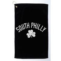 South Philly Text Irish Shamrock Distressed White Print Golf Towel