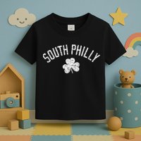 South Philly Text Irish Shamrock Distressed White Print Toddler T-Shirt