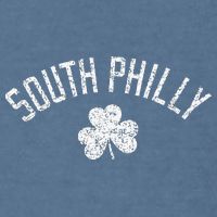 South Philly Text Irish Shamrock Distressed White Print Garment-Dyed Sweatshirt