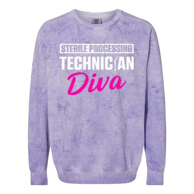 Sterile Processing Technician Diva Funny Tech Colorblast Crewneck Sweatshirt