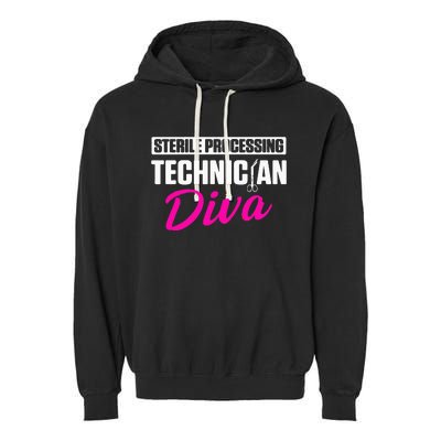 Sterile Processing Technician Diva Funny Tech Garment-Dyed Fleece Hoodie