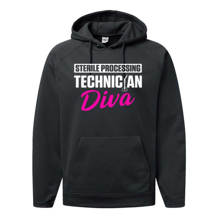 Sterile Processing Technician Diva Funny Tech Performance Fleece Hoodie