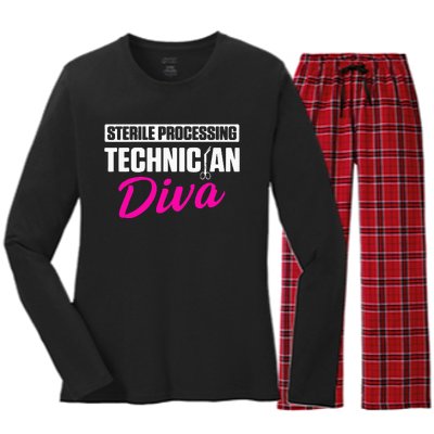 Sterile Processing Technician Diva Funny Tech Women's Long Sleeve Flannel Pajama Set 