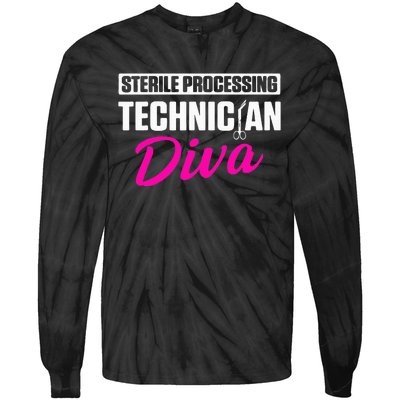 Sterile Processing Technician Diva Funny Tech Tie-Dye Long Sleeve Shirt