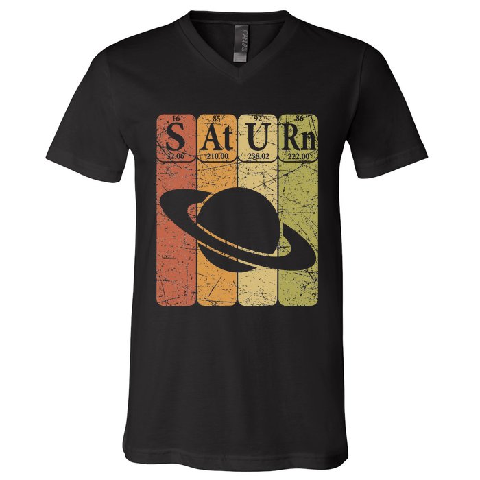 Saturn Periodic Table Elements Saturn Planet Space Nerd V-Neck T-Shirt