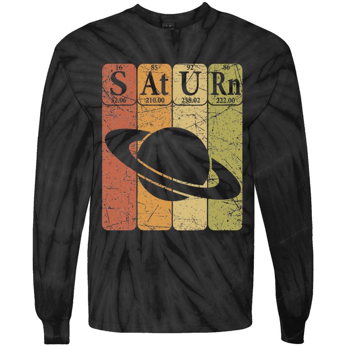 Saturn Periodic Table Elements Saturn Planet Space Nerd Tie-Dye Long Sleeve Shirt