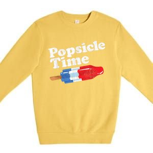 Summer Popsicle Time Funny Bomb Retro 80s Pop Vacation Gift Premium Crewneck Sweatshirt