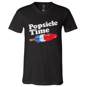 Summer Popsicle Time Funny Bomb Retro 80s Pop Vacation Gift V-Neck T-Shirt