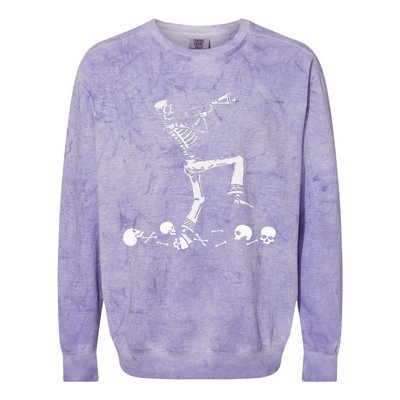 Skeleton Playing Trumpet Instruments Musician Halloween Colorblast Crewneck Sweatshirt