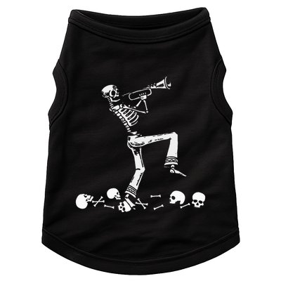 Skeleton Playing Trumpet Instruments Musician Halloween Doggie Tank