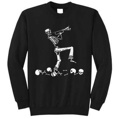 Skeleton Playing Trumpet Instruments Musician Halloween Sweatshirt