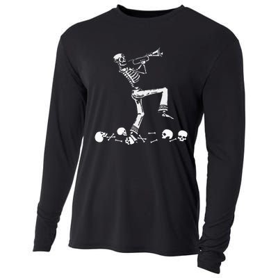 Skeleton Playing Trumpet Instruments Musician Halloween Cooling Performance Long Sleeve Crew