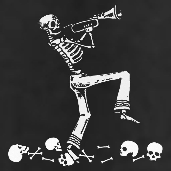 Skeleton Playing Trumpet Instruments Musician Halloween 25L Jumbo Tote