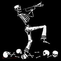 Skeleton Playing Trumpet Instruments Musician Halloween Baby Bodysuit