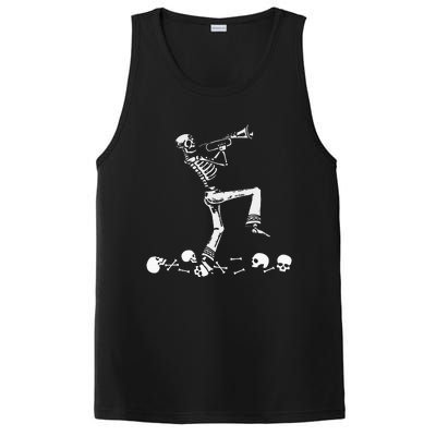 Skeleton Playing Trumpet Instruments Musician Halloween PosiCharge Competitor Tank