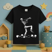 Skeleton Playing Trumpet Instruments Musician Halloween Toddler T-Shirt