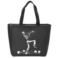 Skeleton Playing Trumpet Instruments Musician Halloween Zip Tote Bag