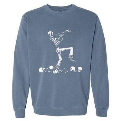 Skeleton Playing Trumpet Instruments Musician Halloween Garment-Dyed Sweatshirt