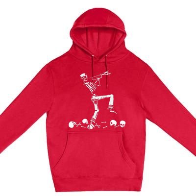 Skeleton Playing Trumpet Instruments Musician Halloween Premium Pullover Hoodie