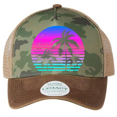 Sunset Palm Tree Cool Summer Vacation Style Vaporwave Legacy Tie Dye Trucker Hat