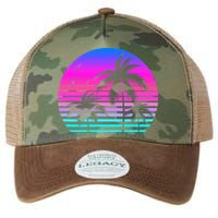 Sunset Palm Tree Cool Summer Vacation Style Vaporwave Legacy Tie Dye Trucker Hat