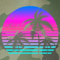 Sunset Palm Tree Cool Summer Vacation Style Vaporwave Legacy Tie Dye Trucker Hat