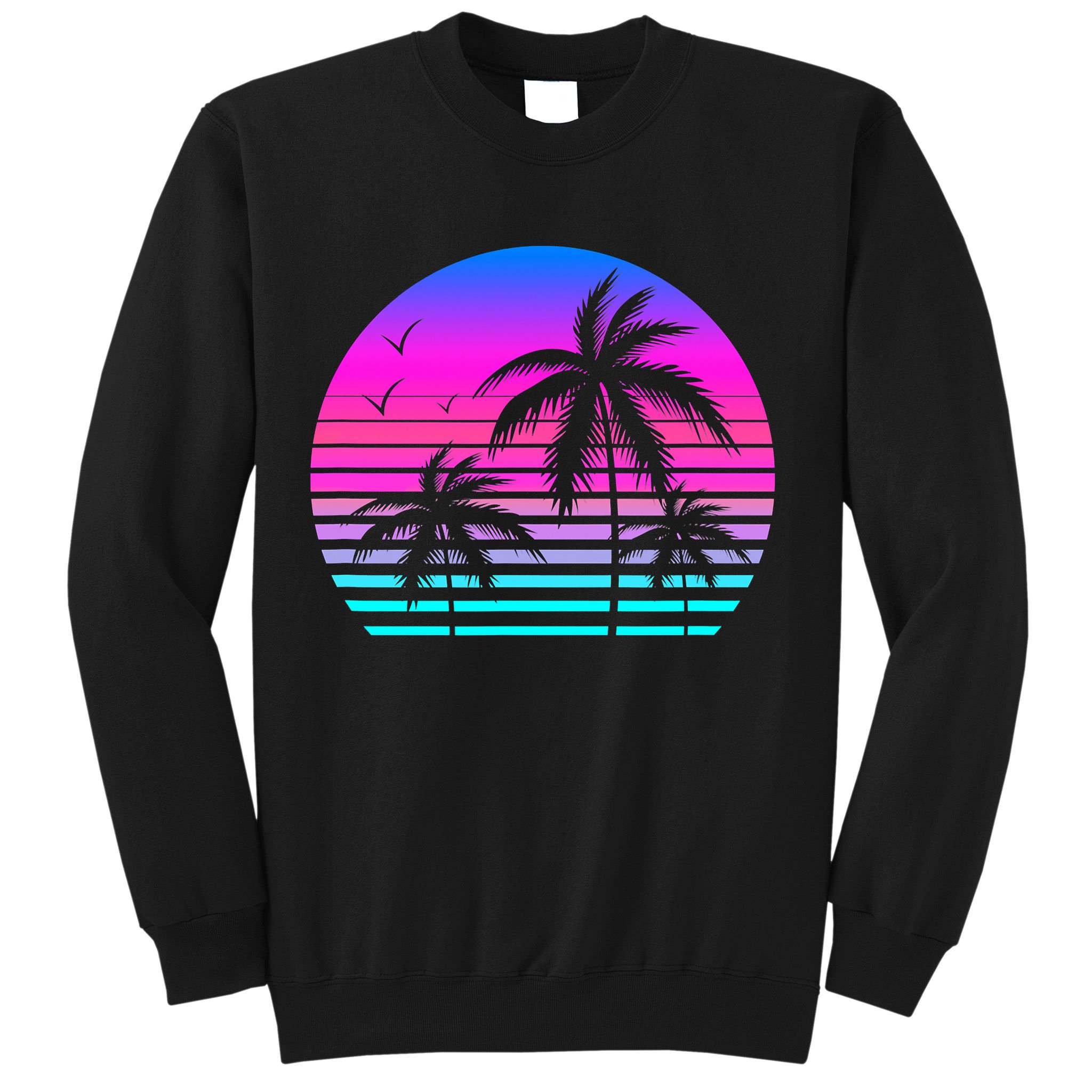 Sunset Palm Tree Cool Summer Vacation Style Vaporwave Sweatshirt