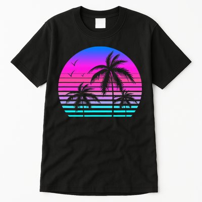 Sunset Palm Tree Cool Summer Vacation Style Vaporwave Tall T-Shirt